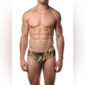 Pool Boy Tiger Print Swim Briefs
